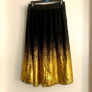 Lace black with gold detail lularoe midi skirt. Medium